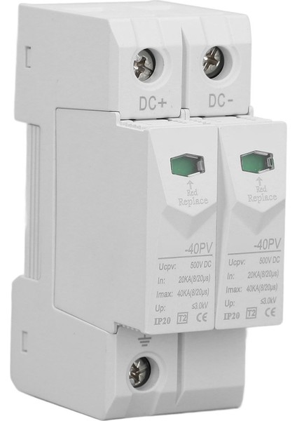Pv Aşırı Gerilim Koruma Cihazı 2p Dc 500V 40KA 35MM Dın Ray Montaj Koruyucu CHLT‑40PV (Yurt Dışından)