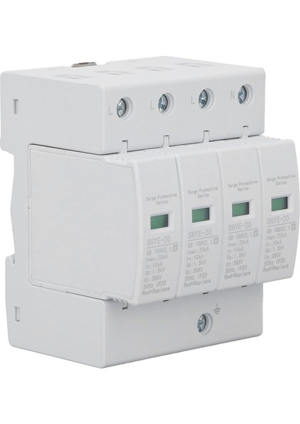 Aşırı Gerilim Koruyucu 20KA Aşırı Gerilim Koruyucu Cihaz Hızlı Tepki Güçlü Taşıma Kapasitesi Ev Gerilim Koruyucu 4p 385V (Yurt Dışından)
