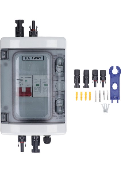 Pv Kombinasyon Kutusu IP65 Su Geçirmez Güneş Fotovoltaik Kombinasyon Kutusu DC500V 32A Devre Kesici Aşırı Gerilim Korumalı (Yurt Dışından)