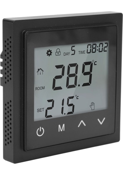 Ev Isıtma Sistemi Termostatı LED Dokunmatik Ekranlı Zemin Isıtma Sıcaklık Kontrol Cihazı AC85V‑250V 16A Siyah (Yurt Dışından) modelleri