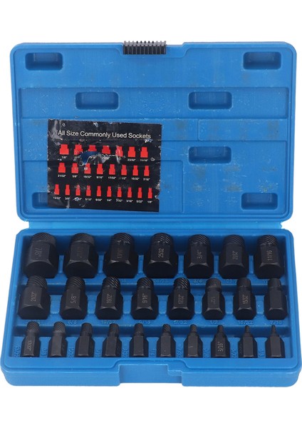 25 Adet Vida Çıkarıcı Cr Mo Çelik Altıgen Başlı Kırık Hasarlı Cıvata Saplama Çıkarıcı Seti Onarım Bakım (Yurt Dışından)