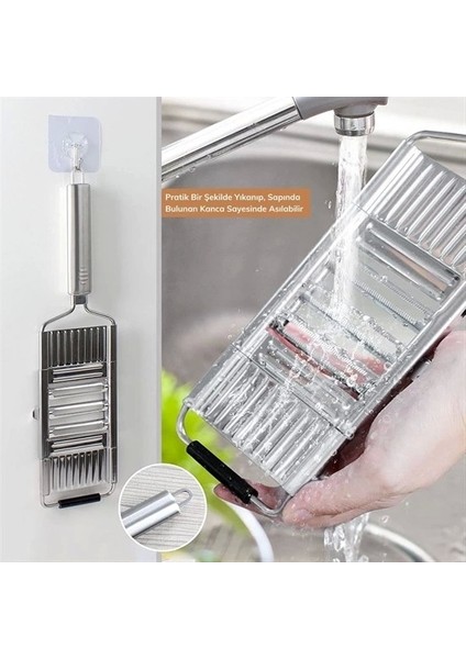 Ayarlanabilir 3 Farklı Başlıklı Tutmalı Sebze Dilimleyici Peynir Rendeleyici Aparat (5047) indirimleri