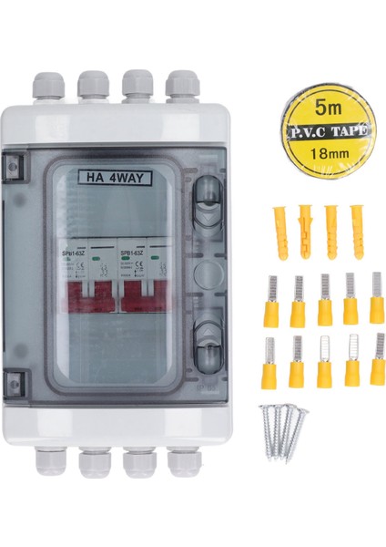 Dc Minyatür Devre Kesici Kutusu 2 Giriş 2 Çıkış Pv Güneş Bağlantı Kesme Anahtarı Güç Dağıtımı Uv Geçirmez IP65 Su Geçirmez 500V 32A (Yurt Dışından)