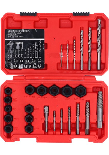 26 Parça Set Vida ve Cıvata Çıkarıcı Kolay Çıkarılabilir Vida Çıkarıcı Kırık Cıvata Çıkarıcı Adaptörlü Hss Matkap Ucu Seti (Yurt Dışından)