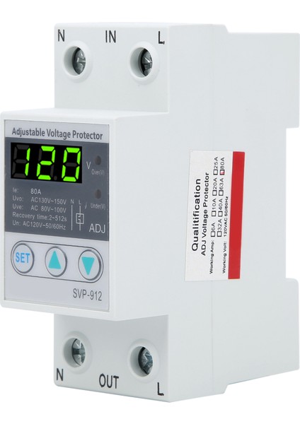 SVP912 120VAC Ayarlanabilir Kendiliğinden Kurtarma Düşük Voltaj Otomatik Sıfırlama Koruma Anahtarı (80A) (Yurt Dışından)