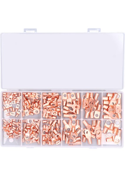 170 Adet Bakır Akü Kablo Uçları 12 Boyut Boru Halkalı Sc Terminalleri Awg4 Awg6 Awg8 AWG10 AWG12 (Yurt Dışından)