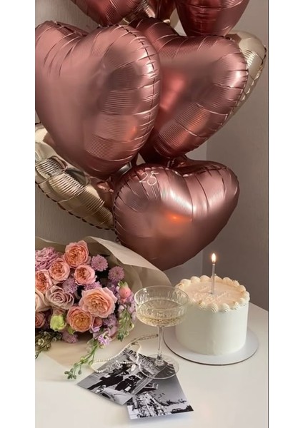 Kalp Folyo Balon Karamel 18 Inc