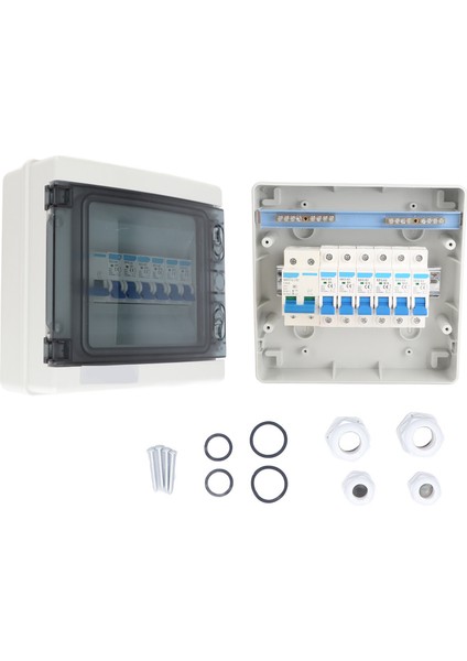 Su Geçirmez Dağıtım Kutusu 6 Mcb (2XB6A + 2XB16A + 2XB32A) + Ana Şalter 100A 6 Yollu Ab Stili 230V (Yurt Dışından)