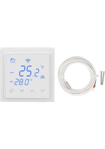 Zemin Isıtma Termostatı 16A Wifi Akıllı Elektrikli Zemin Altı Isıtma Termostatı Ses Fonksiyonu ile Ev Için AC85-250V Beyaz (Yurt Dışından)