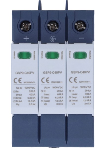 Aşırı Gerilim Koruma Cihazı 40KA 3p Spd Fotovoltaik Koruyucu Dın Ray Montajı Dc 1000V (Yurt Dışından)