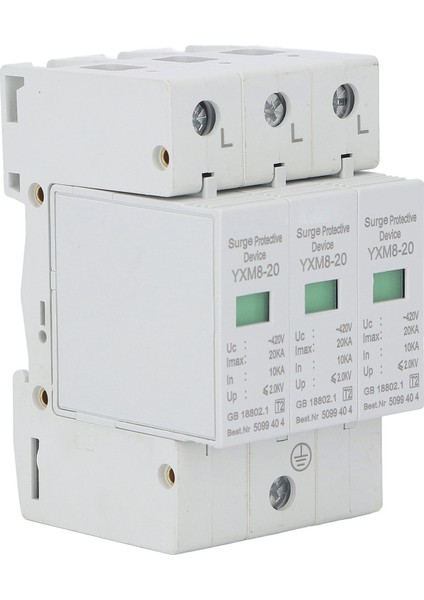 Aşırı Gerilim Koruyucu Yıldırım Koruması 3 Fazlı Alev Koruyucu Cihaz Ev Için 420V (Yurt Dışından)