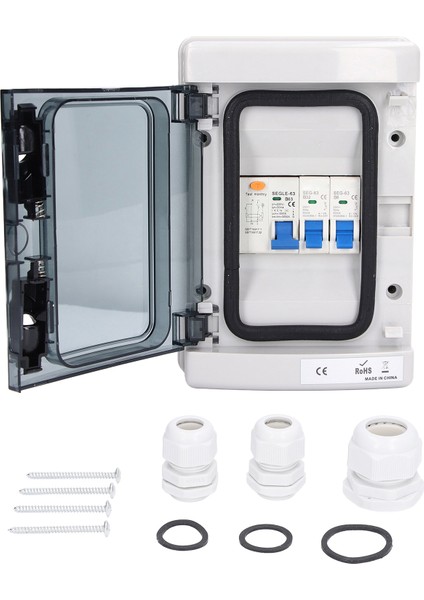 2 Yollu 230V Dağıtım Kutusu Ab Standardı Su Geçirmez 2mcb (B6A+B32A) Rcd (63A 1p+N) B Sigorta (Yurt Dışından)