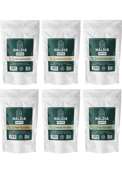6X100GR Espresso ve Filtre Kahve Blend Tadım Seti