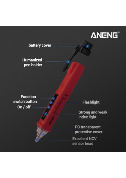 Aneng VD802 Temassız Ac Voltaj Dedektörü Test Cihazı 12V-1000V Kalem Tipi Elektrik Göstergesi LED Çıkış Voltaj Dedektörü Sensörü Wit (Yurt Dışından) indirimleri