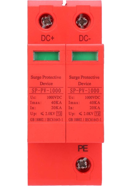 Aşırı Gerilim Koruma Cihazı Fotovoltaik Antithunder Modüler Cihazlar DC1000V 2P40KA (Yurt Dışından)