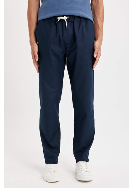 %100 Pamuk Yazlık Jogger Pantolon Dar Paça Beli Bağcıklı Lastikli Cepli Z6475AZ24AU