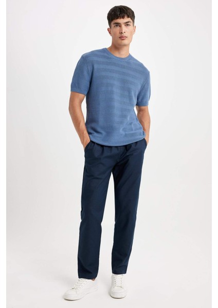%100 Pamuk Yazlık Jogger Pantolon Dar Paça Beli Bağcıklı Lastikli Cepli Z6475AZ24AU