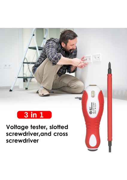 500V Izoleli Tornavida Voltaj Test Cihazı 2'si 1 Arada Tersinir Manyetik Yivli ve Çapraz Tornavida Elektroprob Devre Testi Için Çoklu Tornavidalar (Yurt Dışından)