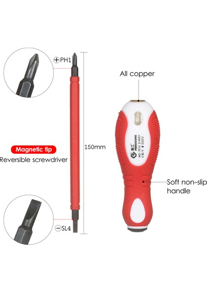 500V Izoleli Tornavida Voltaj Test Cihazı 2'si 1 Arada Tersinir Manyetik Yivli ve Çapraz Tornavida Elektroprob Devre Testi Için Çoklu Tornavidalar (Yurt Dışından) fırsatları