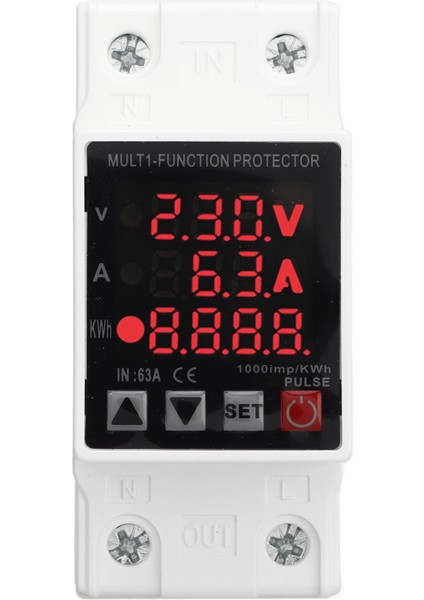 Aşırı Düşük Gerilim Koruyucusu Kendini Sıfırlayan Koruyucu Cihaz Ayarlanabilir Akım Sınırı Dijital Ekran AC220V 63A (Yurt Dışından)