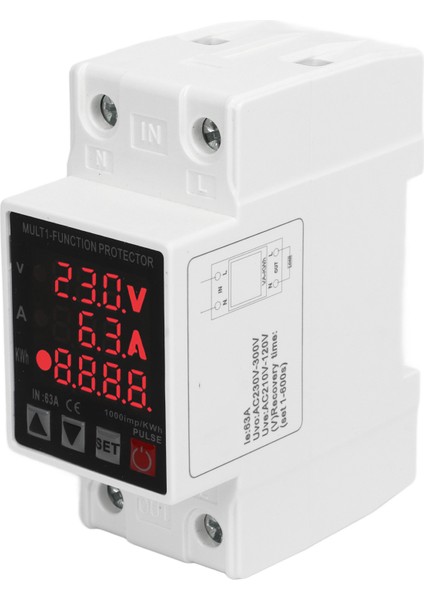 Aşırı Düşük Gerilim Koruyucusu Kendini Sıfırlayan Koruyucu Cihaz Ayarlanabilir Akım Sınırı Dijital Ekran AC220V 63A (Yurt Dışından) indirimleri