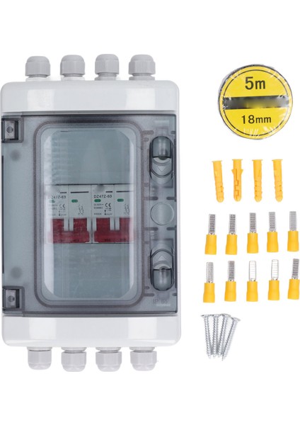 Dc Minyatür Devre Kesici Kutusu 2 Giriş 2 Çıkış Pv Güneş Bağlantı Kesme Anahtarı Güç Dağıtımı Uv Geçirmez IP65 Su Geçirmez 500V 63A (Yurt Dışından)