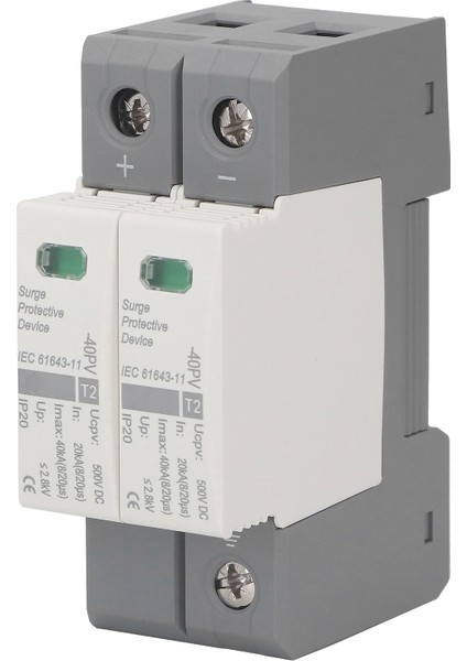 2p Fotovoltaik Dc Gerilim Aşırı Gerilim Koruma Cihazı Yıldırım Koruma Devre Kesici 500VDC 20‑40KA (Yurt Dışından) fiyatları