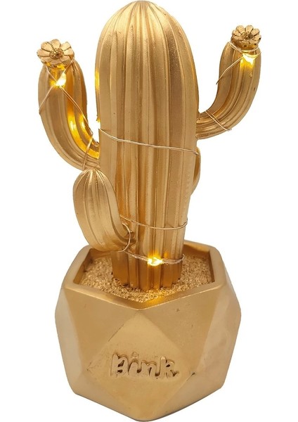 LED Işıklı Sevimli Kaktüs Dekoratif Masa Lambası Mini Biblo Gece Lambası-Gold (5047) fırsatları