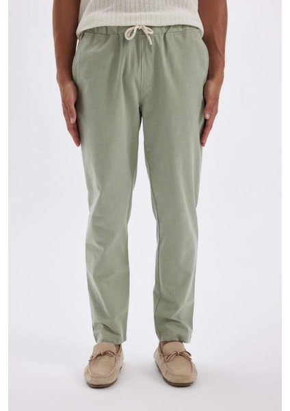 %100 Pamuk Yazlık Jogger Pantolon Dar Paça Beli Bağcıklı Lastikli Cepli Z6475AZ24AU