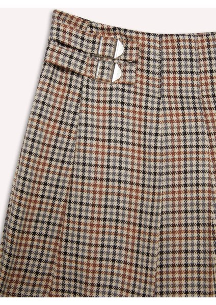 Kız Çocuk Beli Lastikli Ekose Pileli Twill Şort Etek C9652A824AU fiyatları