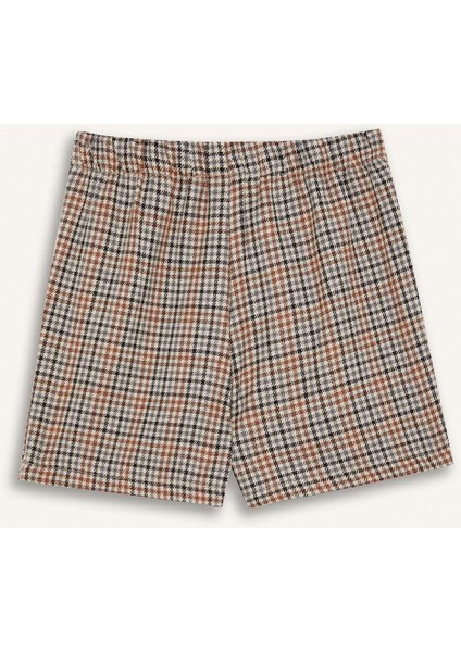 Kız Çocuk Beli Lastikli Ekose Pileli Twill Şort Etek C9652A824AU modelleri