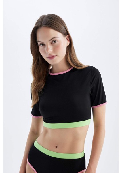Regular Fit Kısa Kollu Sörf Bikini Üstü-Fall in Love D1080AXNS
