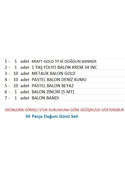 1 Yaş Kraft-Gold, Deniz Kumu, Beyaz Temalı Doğum Günü Seti