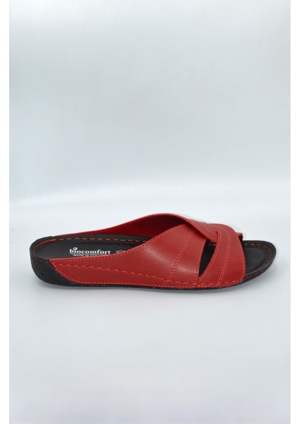 Salyangoz Model Anatomik Dört Mevsim Kadın Kırmızı Terlik - 1003