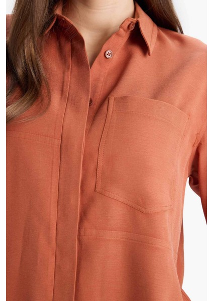 Relax Fit Basic Düz Modal Uzun Kollu Gömlek Tunik D1299AX25SP indirimleri