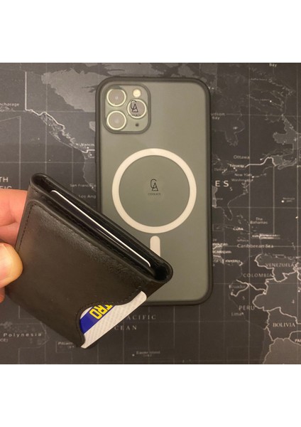 Apple iPhone 16E Uyumlu Magsafe Özellikli 5 Bölmeli Deri Kartlık Cüzdan