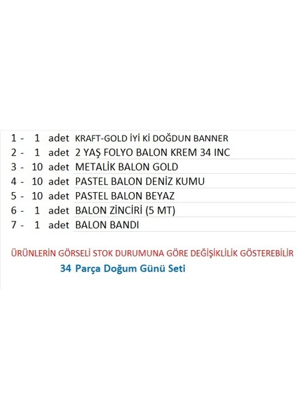 2 Yaş Kraft-Gold, Deniz Kumu, Beyaz Temalı Doğum Günü Seti