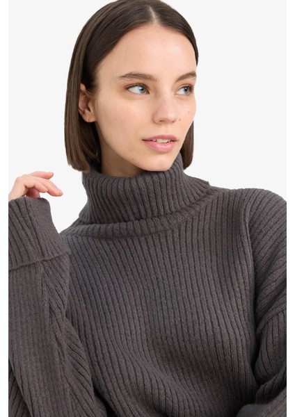 Oversize Geniş Kalıp Balıkçı Yaka Triko Kazak L0986Az24Cw indirimleri