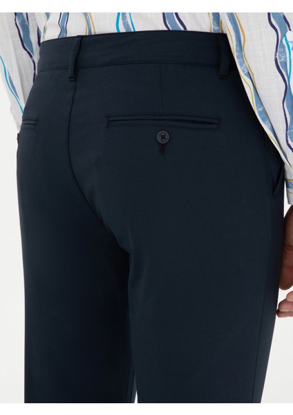 Erkek Lacivert Slim Fit Kanvas Pantolon 50287105-VR033