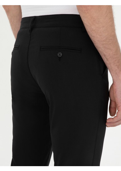Erkek Siyah Slim Fit Kanvas Pantolon 50287105-VR046
