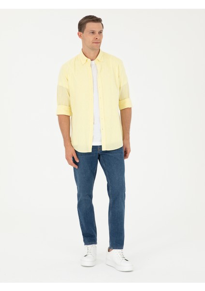 Erkek Lacivert Slim Fit Pamuk Karışımlı Jean Pantolon 50293279-VR033