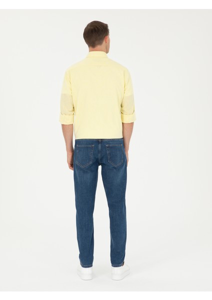 Erkek Lacivert Slim Fit Pamuk Karışımlı Jean Pantolon 50293279-VR033 fırsatları