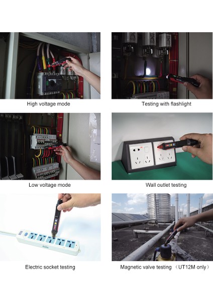 Unı-T UT12E Ac Voltaj Dedektörü Ölçer 24V-1000V Temassız Taşınabilir Test Kalemi Soketi Volt Akım Elektrik Test Kalemi Ses ve Işık Alarmı ve LED El Feneri Titreşimi (Yurt Dışından) indirimleri