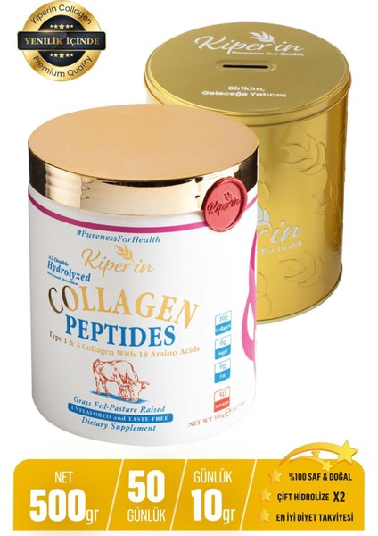 %100 Saf ve Doğal Yüksek Biyoaktif Çift Hidrolize Kolajen Peptitler Içeren Diyet TAKVIYESI(50GÜNLÜK)