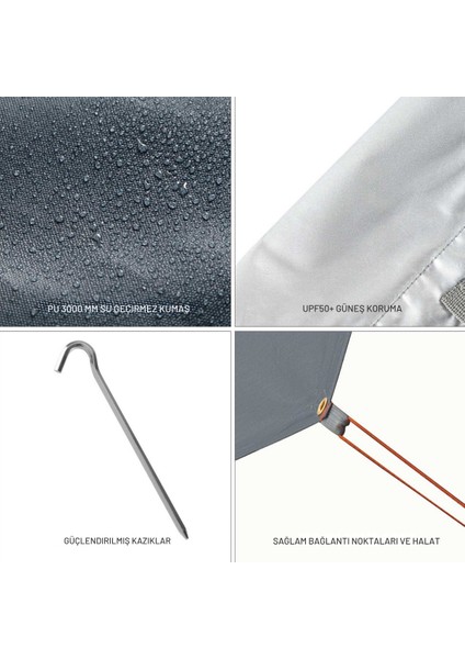 Rimini M Tarp-Gölgelik UPF50+ I 300X300 cm Grey fırsatları