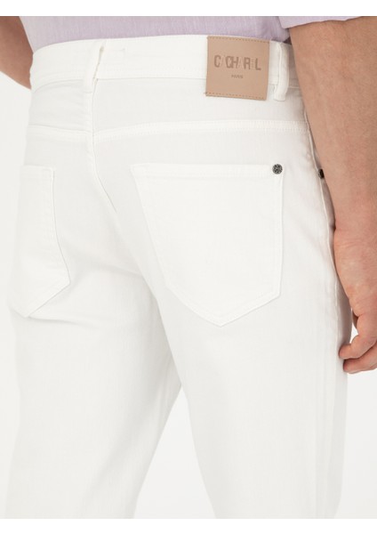 Erkek Beyaz Slim Fit Pamuk Karışımlı Jean Pantolon 50293296-VR013