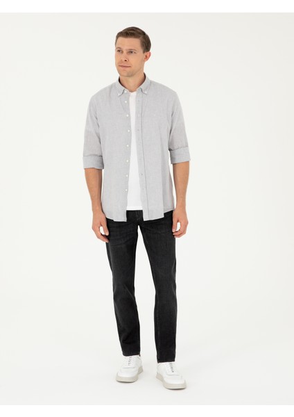 Erkek Koyu Gri Slim Fit Pamuk Karışımlı Jean Pantolon 50294067-VR080