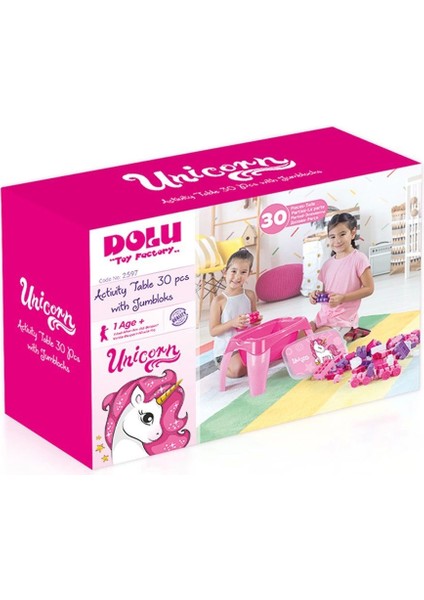 2598 Unicorn Aktivite Masası 30 Parça Blok Seti ile
