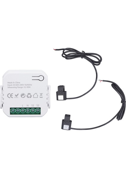 Akıllı Enerji Ölçer Gerçek Zamanlı App Elektrik Tüketimi Monitörü 2X80A Akım Trafosu AC100‑240V Siyah (Yurt Dışından)
