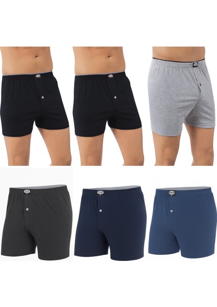 6'lı Paket Havlu Bel Penye Erkek Boxer